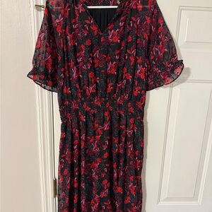 Draper James Floral Red and Black Women's Dress XL
